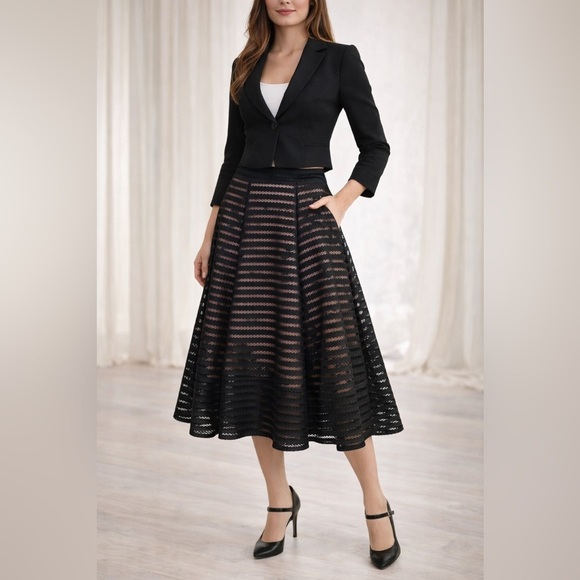 le chateau Dresses & Skirts - Le Chateau - Long Fit & Flare Blk/pink Underlay - 4